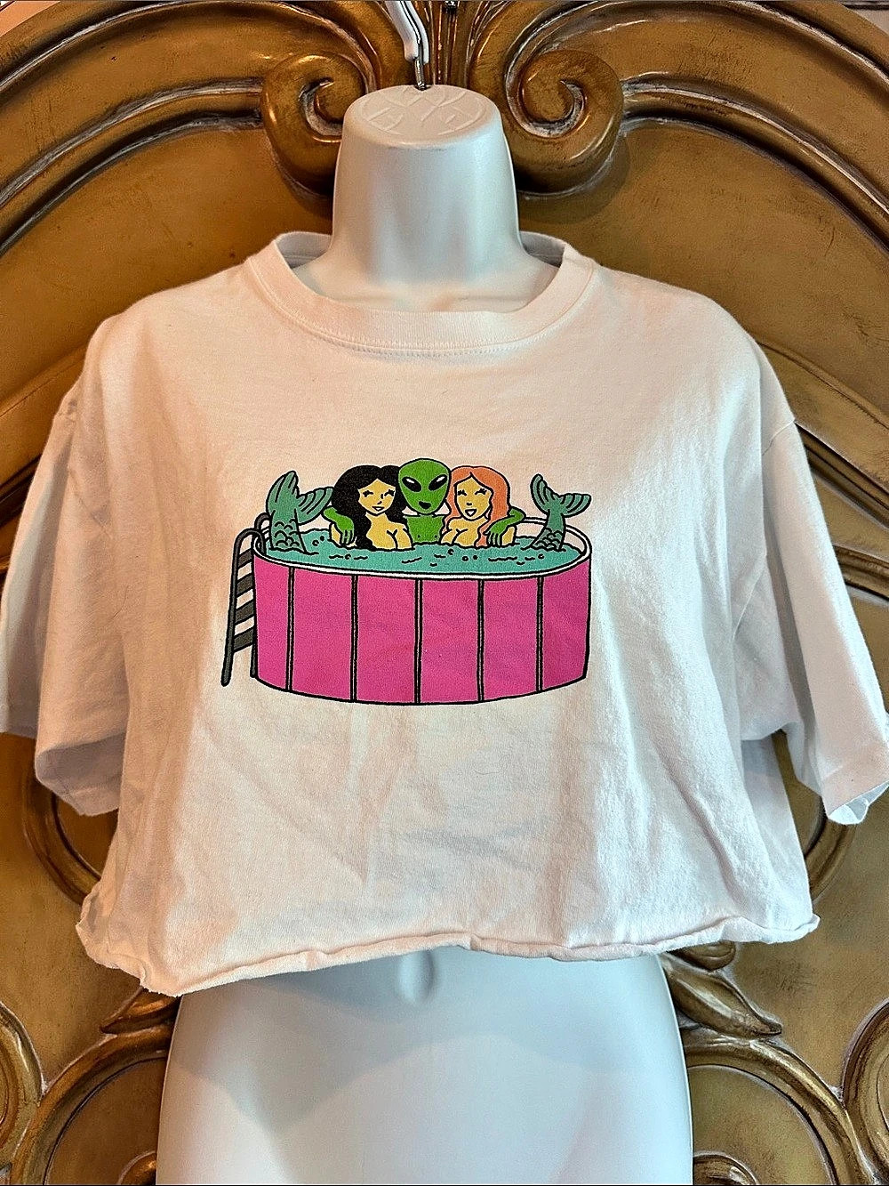 aLab Alien Hot Tub Pool Party Graphic T-Shirt White